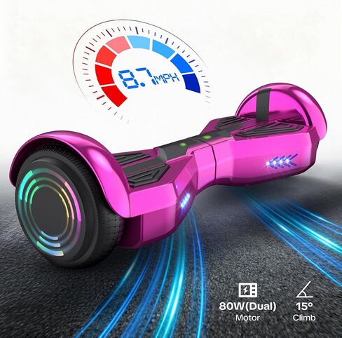 Starship Hoverboard with Bluetooth Speaker, Chrome Color Self Balancing Scooters with Science Fiction Design and 6.5 inch LED Wheels (Chrome Pink) in Saudi Arabia