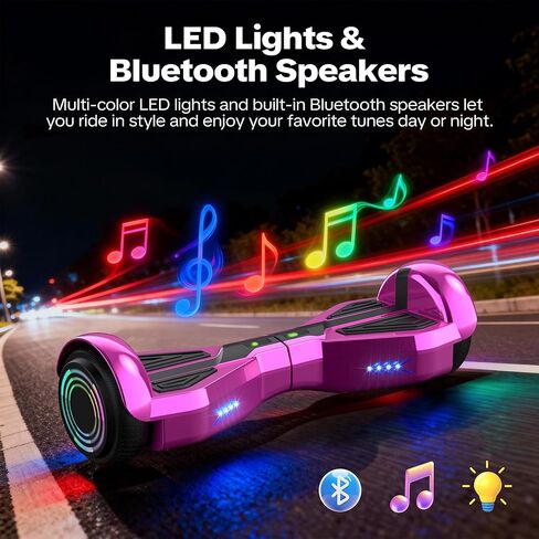 Starship Hoverboard with Bluetooth Speaker, Chrome Color Self Balancing Scooters with Science Fiction Design and 6.5 inch LED Wheels (Chrome Pink) in Saudi Arabia