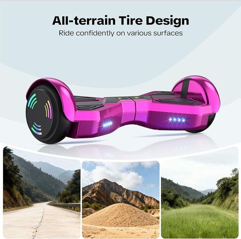 Starship Hoverboard with Bluetooth Speaker, Chrome Color Self Balancing Scooters with Science Fiction Design and 6.5 inch LED Wheels (Chrome Pink) in Saudi Arabia