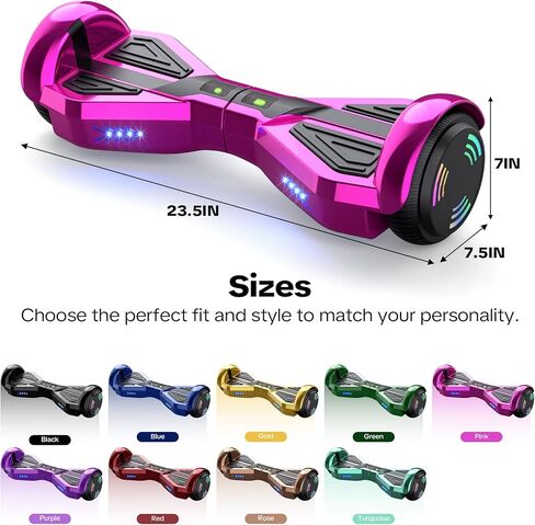 Starship Hoverboard with Bluetooth Speaker, Chrome Color Self Balancing Scooters with Science Fiction Design and 6.5 inch LED Wheels (Chrome Pink) in Saudi Arabia