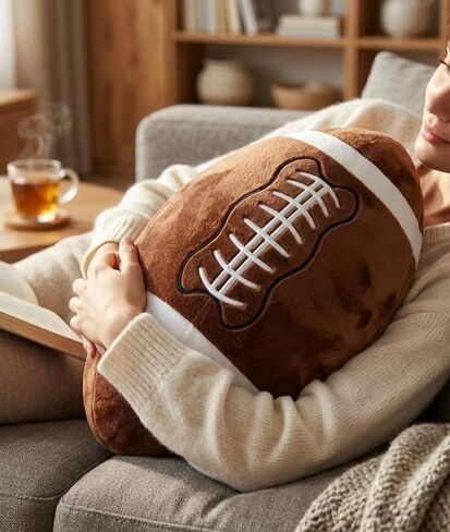 MSYA Football Throw Pillow 20x12 Inch, Soft Plush American Football Pillow for Couch, Bed & Living Room, Decorative Sports Pillow, Cozy Gift for Football Fans in Saudi Arabia