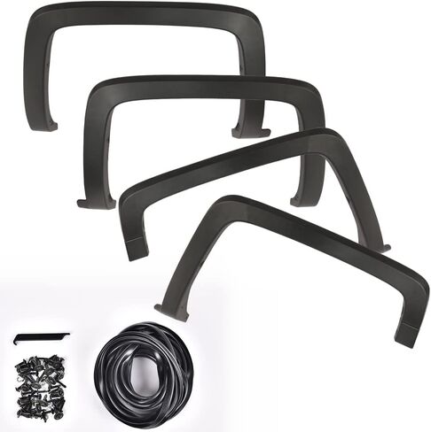 CNNELL 4 قطع Fender Flares نمط المصنع متوافق مع Chevy Silverado 1500 2014-2018 و2500 3500HD 2015-2019 تناسب فقط الطرز ذات السرير الجانبي. ليس للطرز المزدوجة in Kuwait