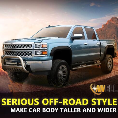 CNNELL 4 قطع Fender Flares نمط المصنع متوافق مع Chevy Silverado 1500 2014-2018 و2500 3500HD 2015-2019 تناسب فقط الطرز ذات السرير الجانبي. ليس للطرز المزدوجة in Kuwait
