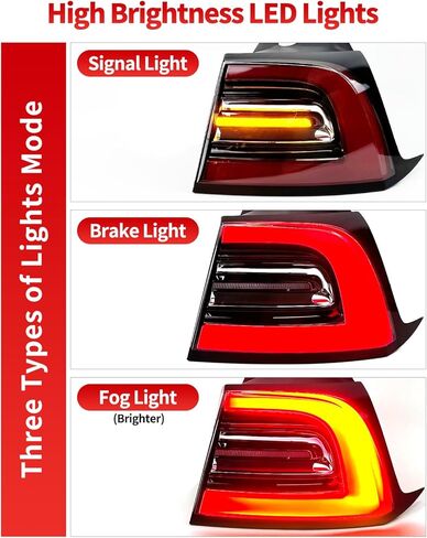 قم باستعادة الطراز Y الخاص بك: الضوء الخلفي الأيمن المناسب مباشرة لـ 2019-2024 Tesla، مجموعة LED على طراز المصنع ومقاومة للماء in Kuwait