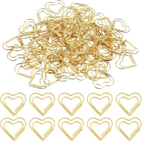 100Pcs Heart Paper Clips, Gold Love Heart Shaped Small Paper Clips, Gold Cute Metal Journaling Paper Clamps, Paperclips for Women, Paper, Document, Note, Sorting, Wedding Decoration Crafts in Kuwait