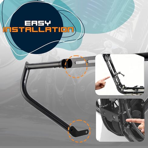 Crash Bar Chopped Engine Guard Highway Bar Compatible with Harley Davidson Breakout Blackline Rocker Softail Standard Custom Springer Deuce Night Train 2000-2017 (GlossBlack) in Saudi Arabia