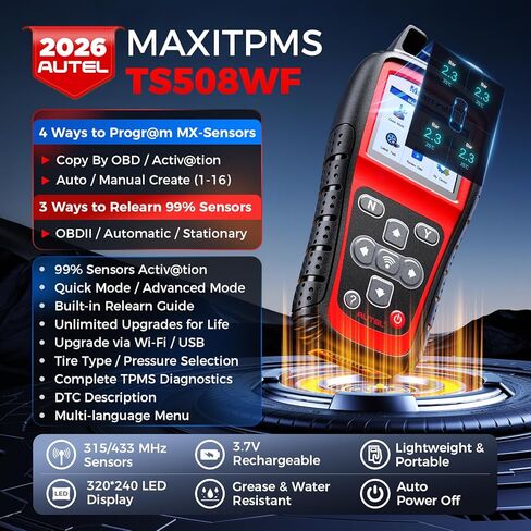 Autel TPMS Programming Tool TS508WF, TPMS Reset Tool with Lifetime Free Updates, WiFi Version of TS408 TS508 TS501 TS601, Activate Relearn Diagnose All TPMS Sensors, TPMS Scan Tool for Pros & DIYers in Kuwait