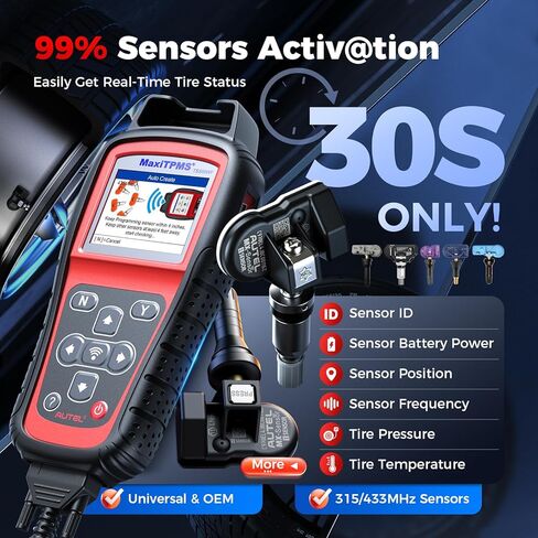 Autel TPMS Programming Tool TS508WF, TPMS Reset Tool with Lifetime Free Updates, WiFi Version of TS408 TS508 TS501 TS601, Activate Relearn Diagnose All TPMS Sensors, TPMS Scan Tool for Pros & DIYers in Kuwait
