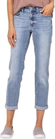 Judy Blue Mid-Rise Bleach Wash Boyfriend Jean - 82335 in Saudi Arabia