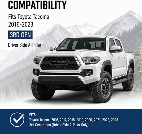 Driver Side A-Pillar Grab Handle for Toyota Tacoma 3rd Gen (2016-2023) - OEM Style, Airbag Tested, Noise-Free, Easy Install (Black) in Saudi Arabia