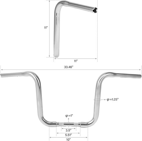 CUSTOM CHROME CCI 11" Rise 1-1/4" Standard Ape Hanger Handlebar Fit For Harley Dyna Forty Eight Freewheeler Heritage Softail Road King Night Train Roadster Sportster 1100 1200 Iron 883 in Kuwait