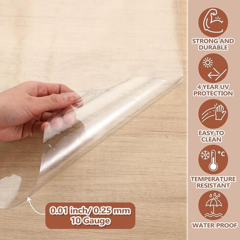 54 Inch x 15 ft Clear Vinyl Roll Sheet 10 Gauge Clear Plastic Roll Marine Vinyls Crystal Transparent Vinyl Sheeting for Window Boats Table Covering Greenhouse DIY Crafts Making Protective Film in Kuwait