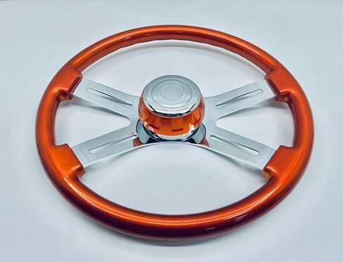 18" Cadmium Orange Steering Wheel, Hub, Horn Kit compatible with Peterbilt 06-22 compatible with Kenworth 03-22 in Kuwait