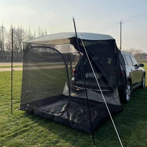 Versatile Tailgate Awning Car Tent Attachment | Rainfly Screen Room for S, Mpv, C & Minivans, Easy Setup Spacious Shelter for Camping & Road Trips (Black) with RainflyScreen Room 485 cm x 480 cm in Kuwait