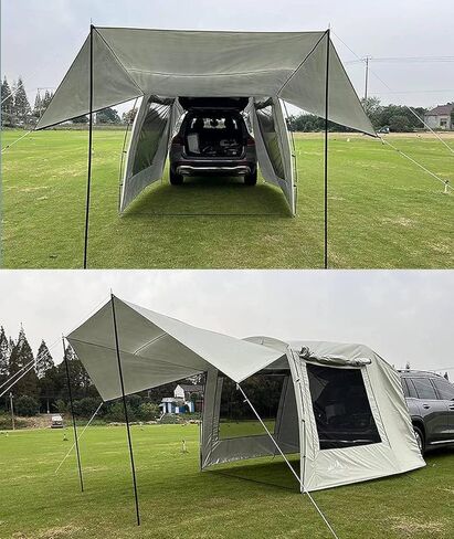 Versatile Tailgate Awning Car Tent Attachment | Rainfly Screen Room for S, Mpv, C & Minivans, Easy Setup Spacious Shelter for Camping & Road Trips (Black) with RainflyScreen Room 485 cm x 480 cm in Kuwait