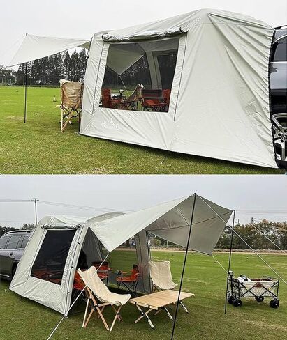 Versatile Tailgate Awning Car Tent Attachment | Rainfly Screen Room for S, Mpv, C & Minivans, Easy Setup Spacious Shelter for Camping & Road Trips (Black) with RainflyScreen Room 485 cm x 480 cm in Kuwait