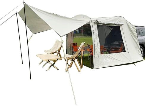 Versatile Tailgate Awning Car Tent Attachment | Rainfly Screen Room for S, Mpv, C & Minivans, Easy Setup Spacious Shelter for Camping & Road Trips (Black) with RainflyScreen Room 485 cm x 480 cm in Kuwait