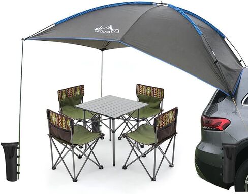 خيمة S Tailgate Awning Sun Shelter، خيمة خلفية للسيارة محمولة مقاومة للماء للتخييم والنزهة والسفر في الهواء الطلق، تناسب 3-4 أشخاص، رمادي صغير (9.2 × 6.2 قدم) in Kuwait