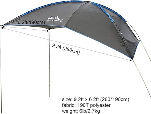 خيمة S Tailgate Awning Sun Shelter، خيمة خلفية للسيارة محمولة مقاومة للماء للتخييم والنزهة والسفر في الهواء الطلق، تناسب 3-4 أشخاص، رمادي صغير (9.2 × 6.2 قدم) in Kuwait