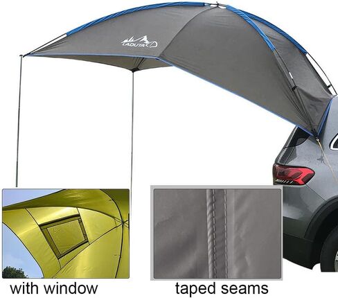 خيمة S Tailgate Awning Sun Shelter، خيمة خلفية للسيارة محمولة مقاومة للماء للتخييم والنزهة والسفر في الهواء الطلق، تناسب 3-4 أشخاص، رمادي صغير (9.2 × 6.2 قدم) in Kuwait