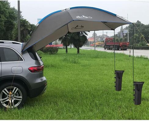 خيمة S Tailgate Awning Sun Shelter، خيمة خلفية للسيارة محمولة مقاومة للماء للتخييم والنزهة والسفر في الهواء الطلق، تناسب 3-4 أشخاص، رمادي صغير (9.2 × 6.2 قدم) in Kuwait