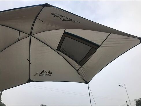 خيمة S Tailgate Awning Sun Shelter، خيمة خلفية للسيارة محمولة مقاومة للماء للتخييم والنزهة والسفر في الهواء الطلق، تناسب 3-4 أشخاص، رمادي صغير (9.2 × 6.2 قدم) in Kuwait