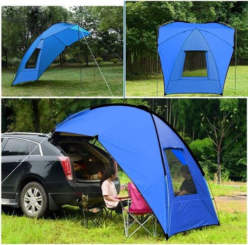 خيمة S Tailgate Awning Sun Shelter، خيمة خلفية للسيارة محمولة مقاومة للماء للتخييم والنزهة والسفر في الهواء الطلق، تناسب 3-4 أشخاص، رمادي صغير (9.2 × 6.2 قدم) in Kuwait