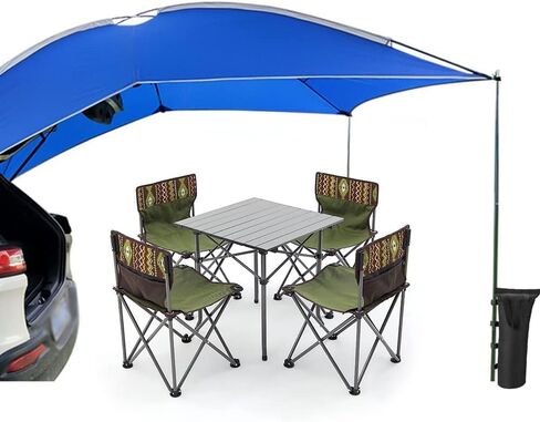 خيمة S Tailgate Awning Sun Shelter، خيمة خلفية للسيارة محمولة مقاومة للماء للتخييم والنزهة والسفر في الهواء الطلق، تناسب 3-4 أشخاص، رمادي صغير (9.2 × 6.2 قدم) in Kuwait