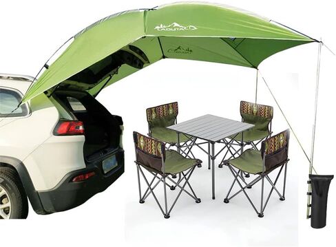 خيمة S Tailgate Awning Sun Shelter، خيمة خلفية للسيارة محمولة مقاومة للماء للتخييم والنزهة والسفر في الهواء الطلق، تناسب 3-4 أشخاص، رمادي صغير (9.2 × 6.2 قدم) in Kuwait
