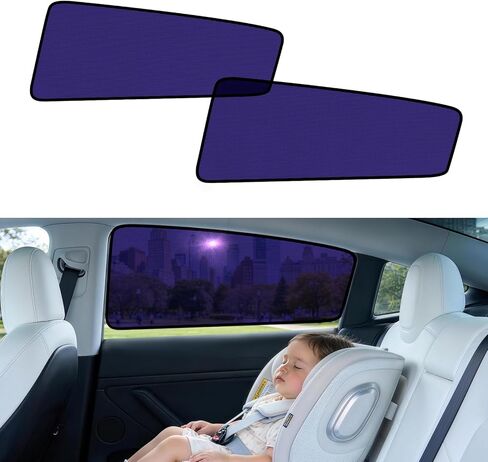 Tesla Model 3 Car Window Shades for Side Windows Sun Shade Static Cling | Front for Driver Visibility | Rear for Baby Sun Protection | Specific fit Frameless Doors | 2018-2026 in Kuwait