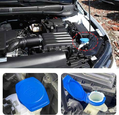 غطاء سائل غسيل الزجاج الأمامي، غطاء خزان سائل ممسحة الزجاج الأمامي لسيارة VW Atlas Tiguan Jetta GTI، غطاء زجاجة خزان متين مانع للتسرب، استبدال ملحقات السيارات #3Q0955455 (قطعة واحدة) in Kuwait
