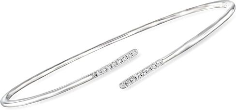 Pure Collection by Ross-Simons 0.15 ct. t.w. Diamond Bypass Bangle Bracelet in Sterling Silver in Saudi Arabia