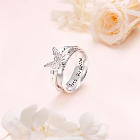 I Can Do It Anxiety Rings Sterling Silver Cat Paw Fidget Ring, Spinner Rings Fidget Rings for Anxiety for Women Teens in Saudi Arabia