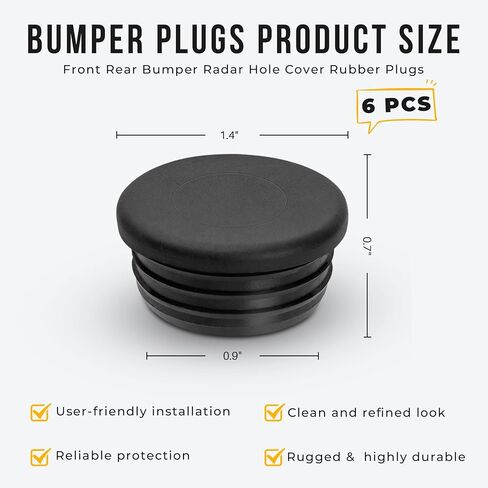 6 PCS Bumper Radar Hole Plugs for 2018-2025 Jeep Wrangler JL Bumper Accessories, Rubber Parking Sensor Hole Cover Dustproof Front Rear Radar Hole Caps in Saudi Arabia