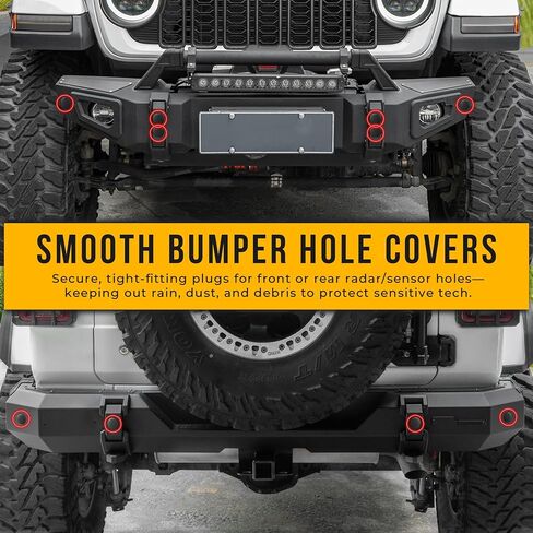 6 PCS Bumper Radar Hole Plugs for 2018-2025 Jeep Wrangler JL Bumper Accessories, Rubber Parking Sensor Hole Cover Dustproof Front Rear Radar Hole Caps in Saudi Arabia