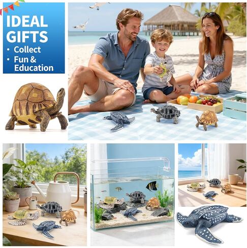 4PCS Large Sea Turtle & Tortoise Toys Figurines, Realistic Plastic Solid Sea Ocean Animals Figures Educational Toys for Kids Ages 3-5 5-7 4-8 8-12 Boys Girls in Saudi Arabia
