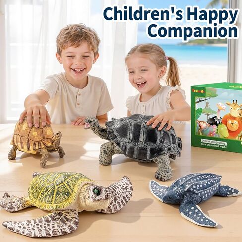 4PCS Large Sea Turtle & Tortoise Toys Figurines, Realistic Plastic Solid Sea Ocean Animals Figures Educational Toys for Kids Ages 3-5 5-7 4-8 8-12 Boys Girls in Saudi Arabia