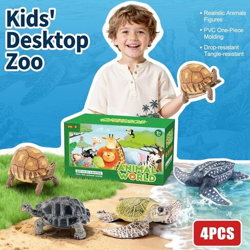 4PCS Large Sea Turtle & Tortoise Toys Figurines, Realistic Plastic Solid Sea Ocean Animals Figures Educational Toys for Kids Ages 3-5 5-7 4-8 8-12 Boys Girls in Saudi Arabia