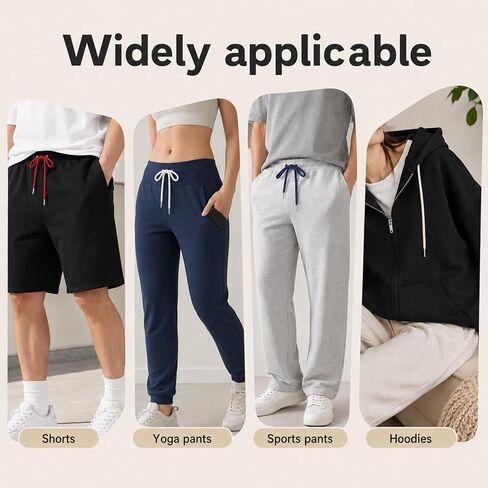 12Pcs Drawstring Replacement Cords, Sweatshirt Drawstring Replacement Cord Hoodie String Replacements with Drawstrings Threader Tools Hoodie Strings for Pants Shorts 48in in Kuwait