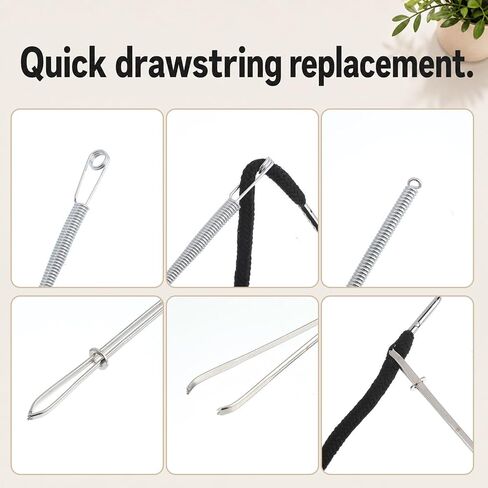 12Pcs Drawstring Replacement Cords, Sweatshirt Drawstring Replacement Cord Hoodie String Replacements with Drawstrings Threader Tools Hoodie Strings for Pants Shorts 48in in Kuwait