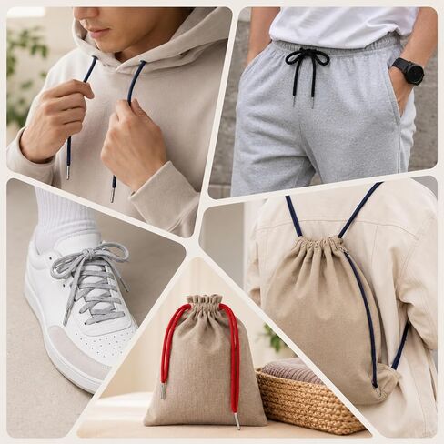 12Pcs Drawstring Replacement Cords, Sweatshirt Drawstring Replacement Cord Hoodie String Replacements with Drawstrings Threader Tools Hoodie Strings for Pants Shorts 48in in Kuwait