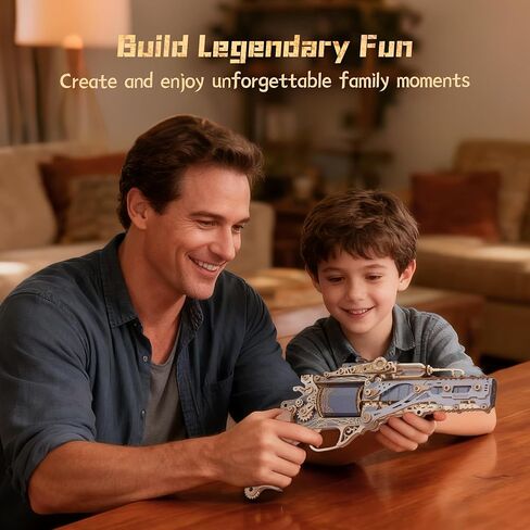 FUNPOLA 3D Wooden Puzzle Steam Revolver Model – Steampunk Mechanical Revolver DIY Assembly Kit, Unique Creative Gift for Adults and Teens in Saudi Arabia