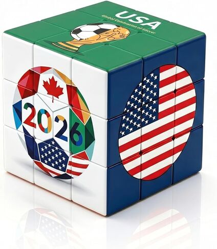 2026 World Soccer Cup Themed 3x3 Puzzle Cube 2.2x2.2in– High Difficulty Restore, Factory-Dry No Lube – Collectible Display Piece with Acrylic Box in Saudi Arabia