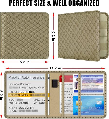 bvya Car Registration Insurance Card Holder, Glove Box Organizer Documents, ID, Driver License, Key Contact Paperwork Wallet, Accessories Storage Case for Truck, Vehicle, Auto, Men & Women with a Pen in Kuwait