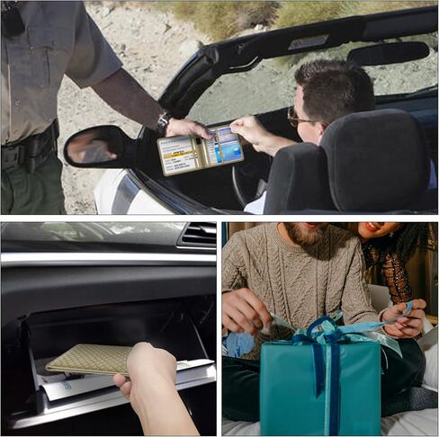 bvya Car Registration Insurance Card Holder, Glove Box Organizer Documents, ID, Driver License, Key Contact Paperwork Wallet, Accessories Storage Case for Truck, Vehicle, Auto, Men & Women with a Pen in Kuwait