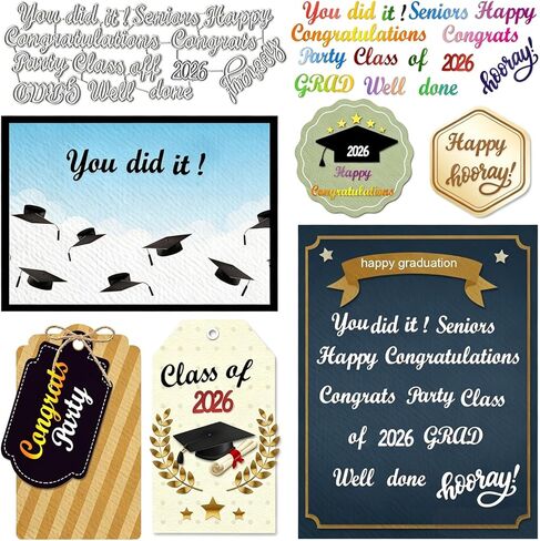 Congrats Grad Words Die Cuts for Card Making, Graduate Cap Medal Cutting Dies Graduation Certificate Medal Dies Stencils Embossing Template for Scrapbooking DIY Cards Album Crafts Supplies in Saudi Arabia