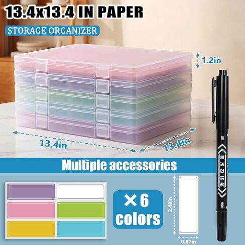 5 Packs Scrapbook Paper Storage, Stackable Plastic File Storage Box Set with Sticky Index Tabs, Lager Sizes Craft Organizer Storage, U-Shaped Locking Mechanism, Ideal for Document Organizer in Saudi Arabia