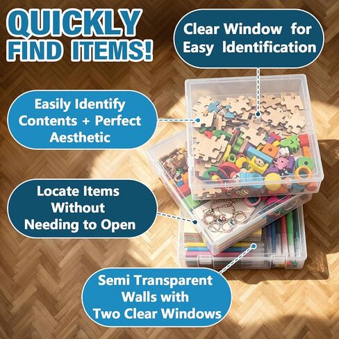5 Packs Scrapbook Paper Storage, Stackable Plastic File Storage Box Set with Sticky Index Tabs, Lager Sizes Craft Organizer Storage, U-Shaped Locking Mechanism, Ideal for Document Organizer in Saudi Arabia