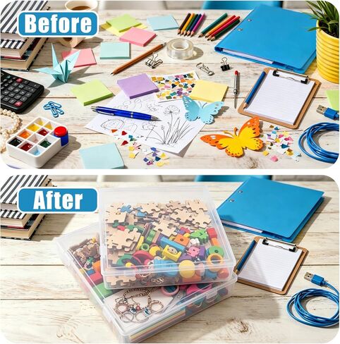 5 Packs Scrapbook Paper Storage, Stackable Plastic File Storage Box Set with Sticky Index Tabs, Lager Sizes Craft Organizer Storage, U-Shaped Locking Mechanism, Ideal for Document Organizer in Saudi Arabia