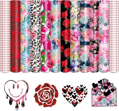 Tintnut Red Rose Permanent Adhesive Vinyl - 10 Sheets 12"x10" Rose-Themed Self-Adhesive Vinyl for Cutting Machine, Waterproof Vinyl for DIY Personalized Gifts & Craft Projects in Kuwait